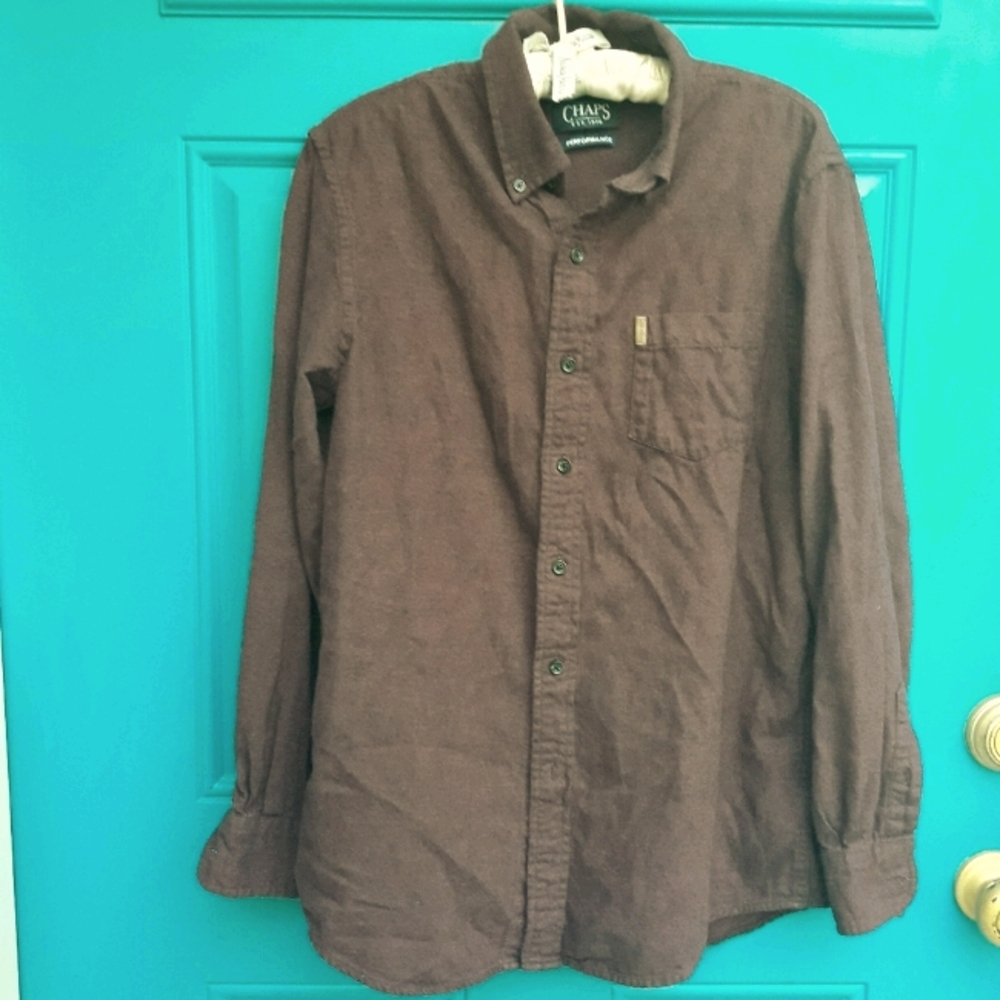 Chaps Flannel Shirt Mens Long Sleeve Solid Color M
